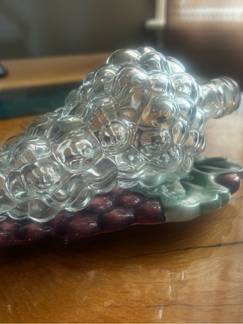 🍷FREE GIFT🍷vintage  Grape textured decanter & dish spoon rest wine - Picture 4 of 14